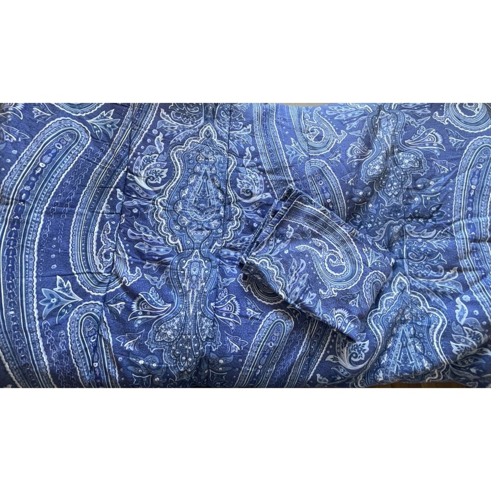 Lauren Ralph Lauren Putney Blue Paisley Comforter Full/Queen Pillow Sham Cotton